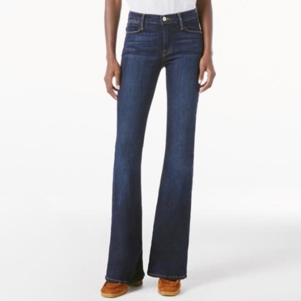 Frame Le High Flare Dark Wash Denim Jeans